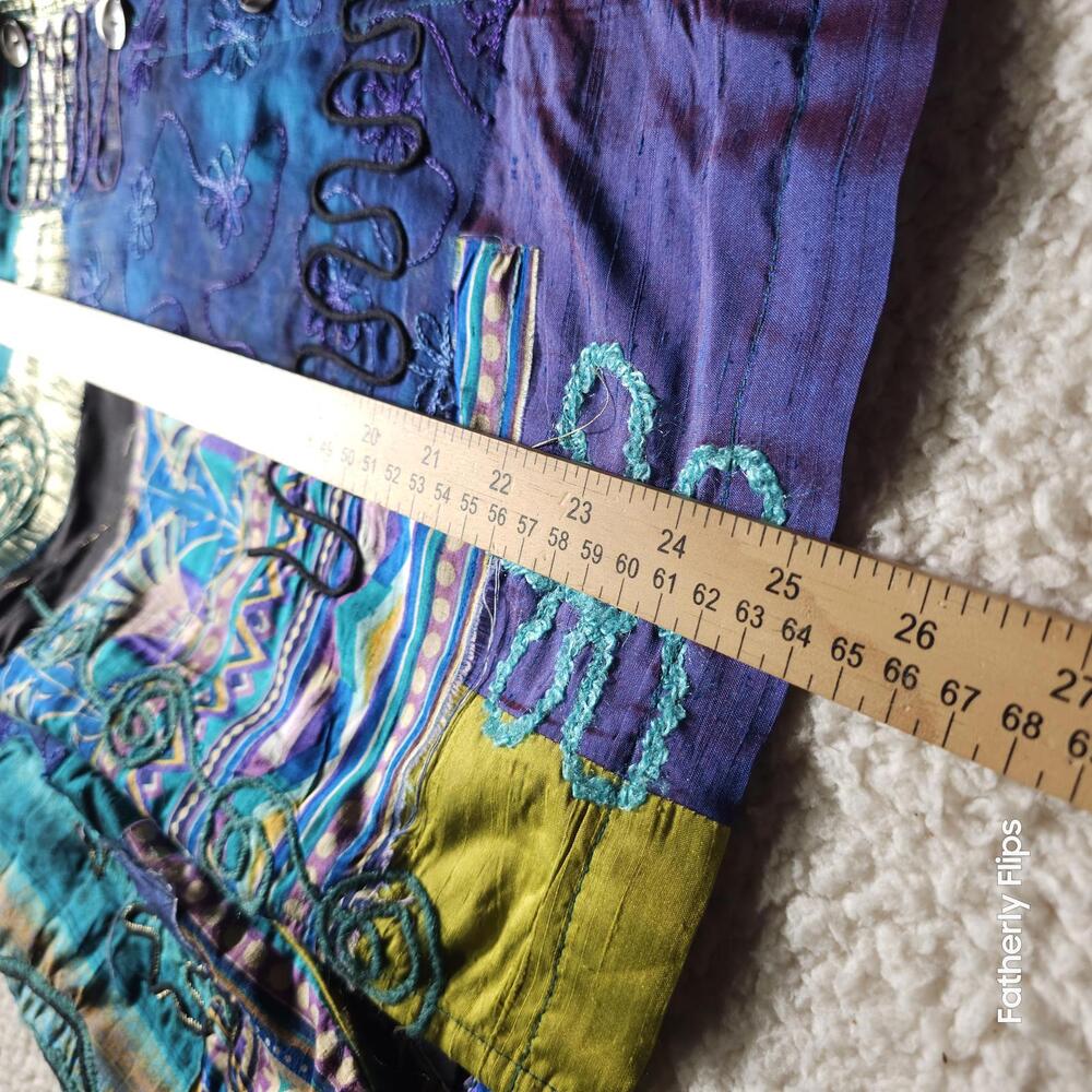 Chico's Design Jacket Size 1 M Patchwork Artsy Em… - image 6